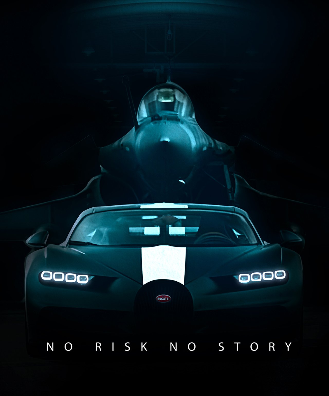 Bugatti Chiron with Fighter Jet Portrait – Artgallerio